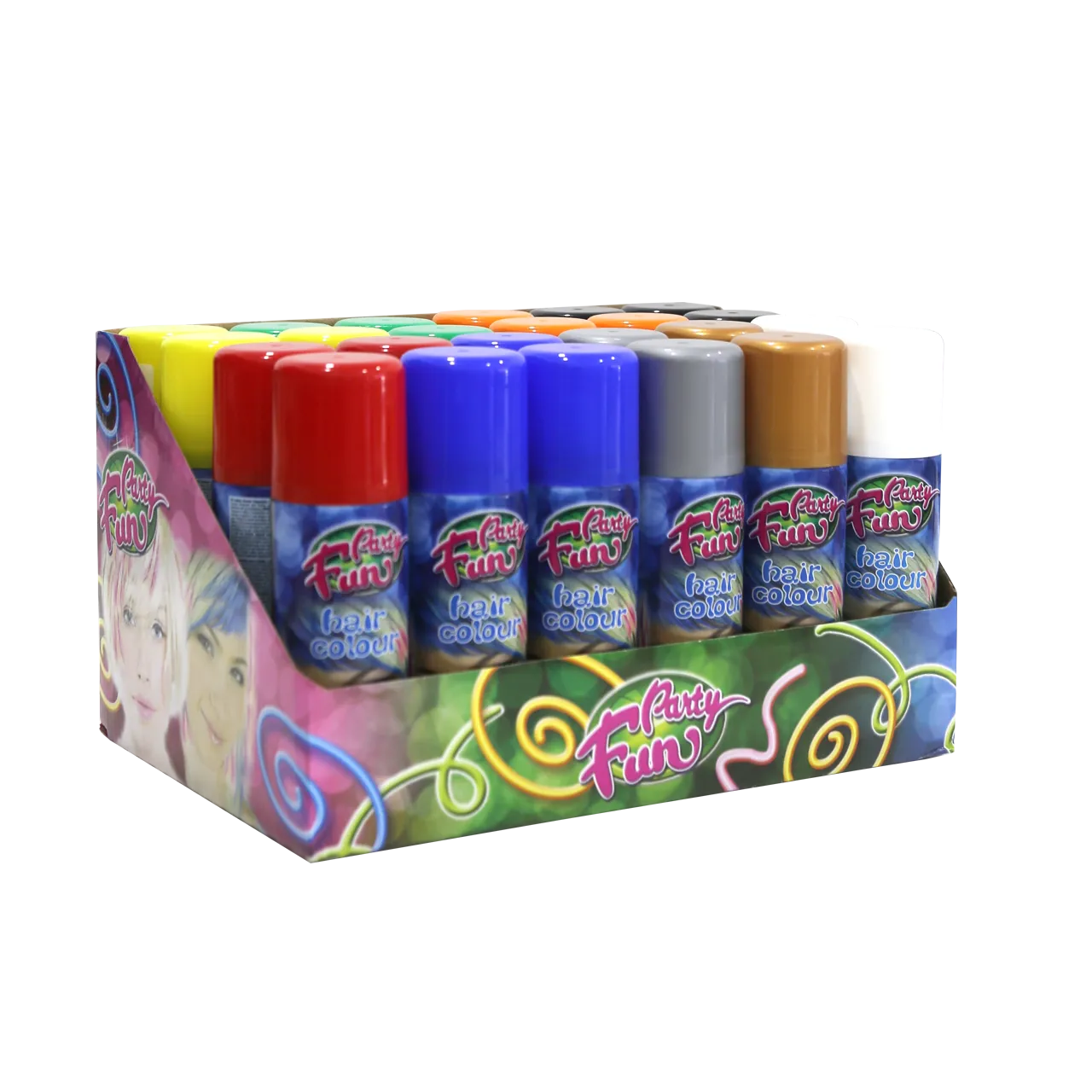 Part Fun - Temporary Hair Color - Party Fun Hair Color Spray - Mixed Colors Box 24x125ml