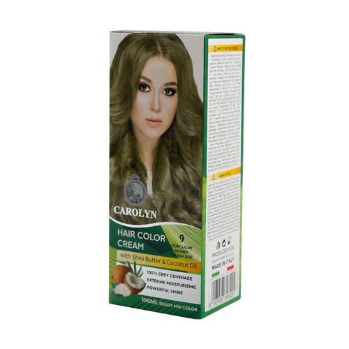 Carolyn Hair Color Cream Kit with Shea Butter & Coconut Oil 9 Very Light Blond