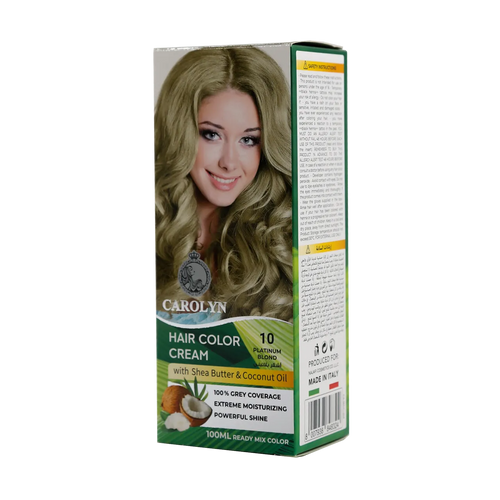 Carolyn Hair Color Cream Kit with Shea Butter & Coconut Oil 10 Platinum Blond