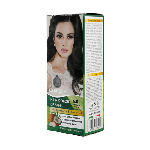 Carolyn Hair Color Cream Kit with Shea Butter & Coconut Oil 6.01 Dark Ash Blond