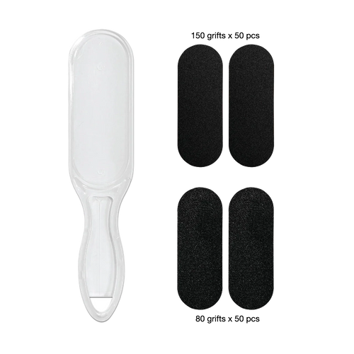 2 Sided Foot File with 100 Refill Sand Paper Sheets (80 Grits & 150 Grits)