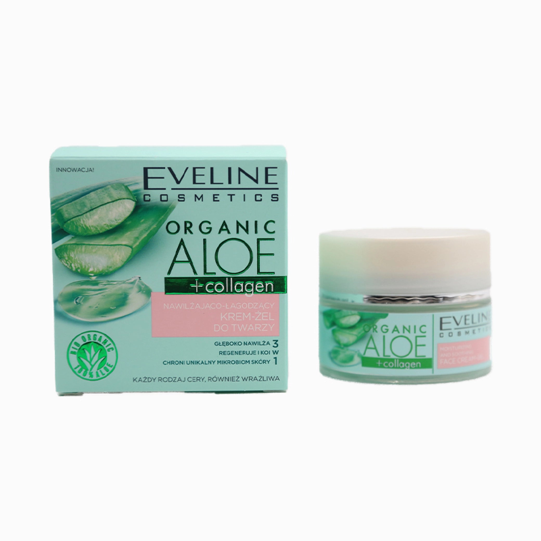 Organic Aloe + Collagen Moisturizing and Soothing Face  Cream-Gel 50ml