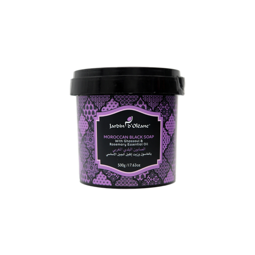 Jardin D'oleane Moroccan Black Soap with Ghassoul & Rosemary Essential Oil 500g