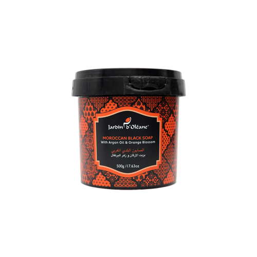 Jardin D'oleane Moroccan Black Soap with Argan Oil & Orange Blossom 500g