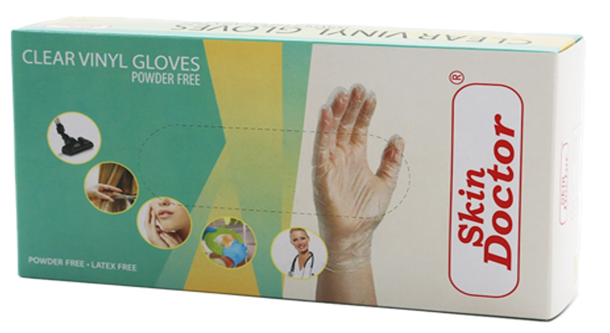 Powder Free Clear Vinyle Gloves - Medium (Box of 100)