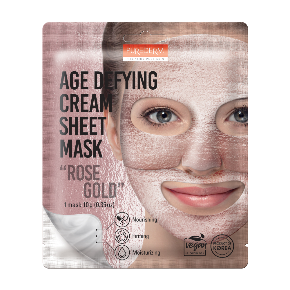 136-8809738320334-PU-ADS835 Pure Derm Age Defying Cream Sheet Mask Rose Gold 10G