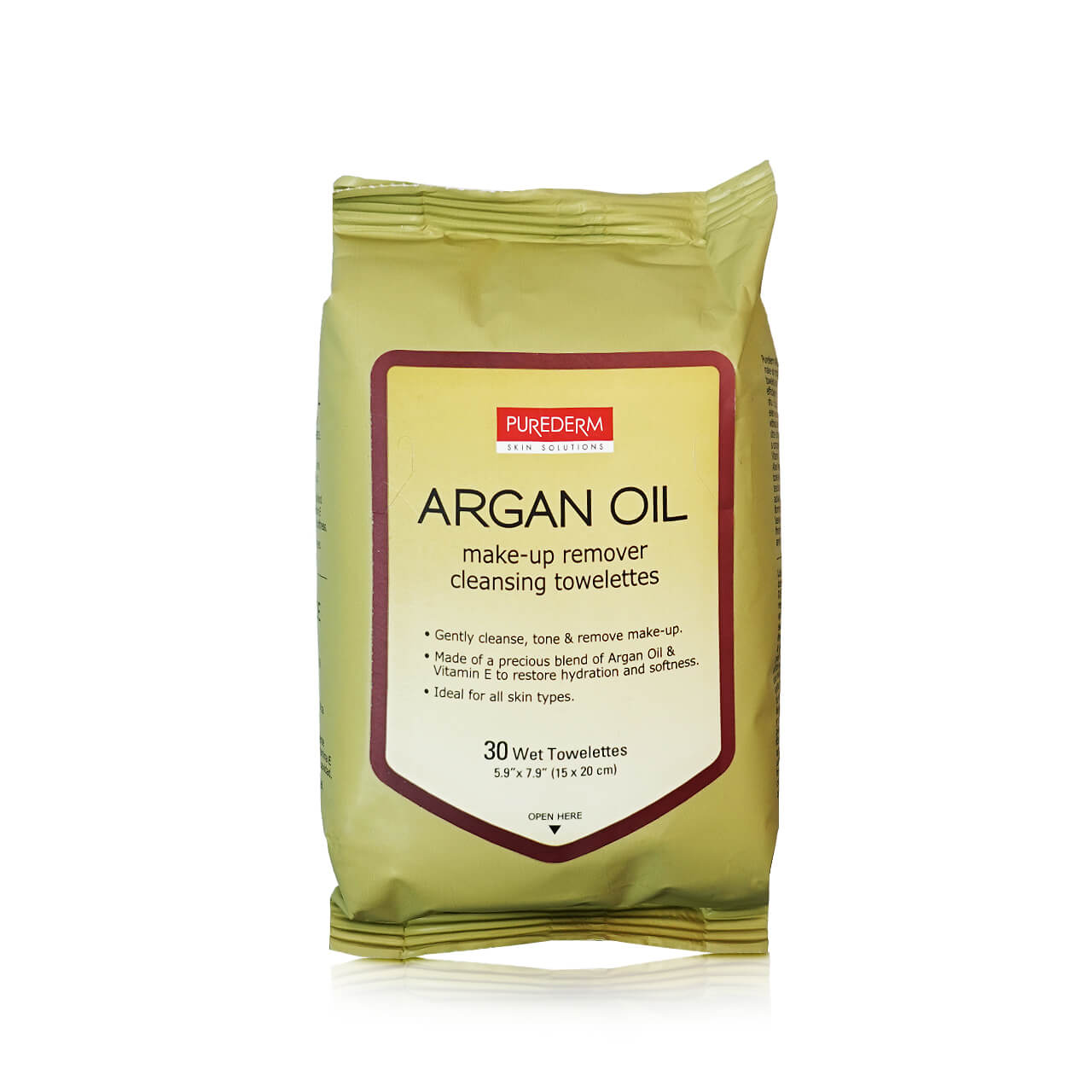 70-8809052589301-PU-ADS630 Pure Derm Make Up Remover Towelettes Argan Oil