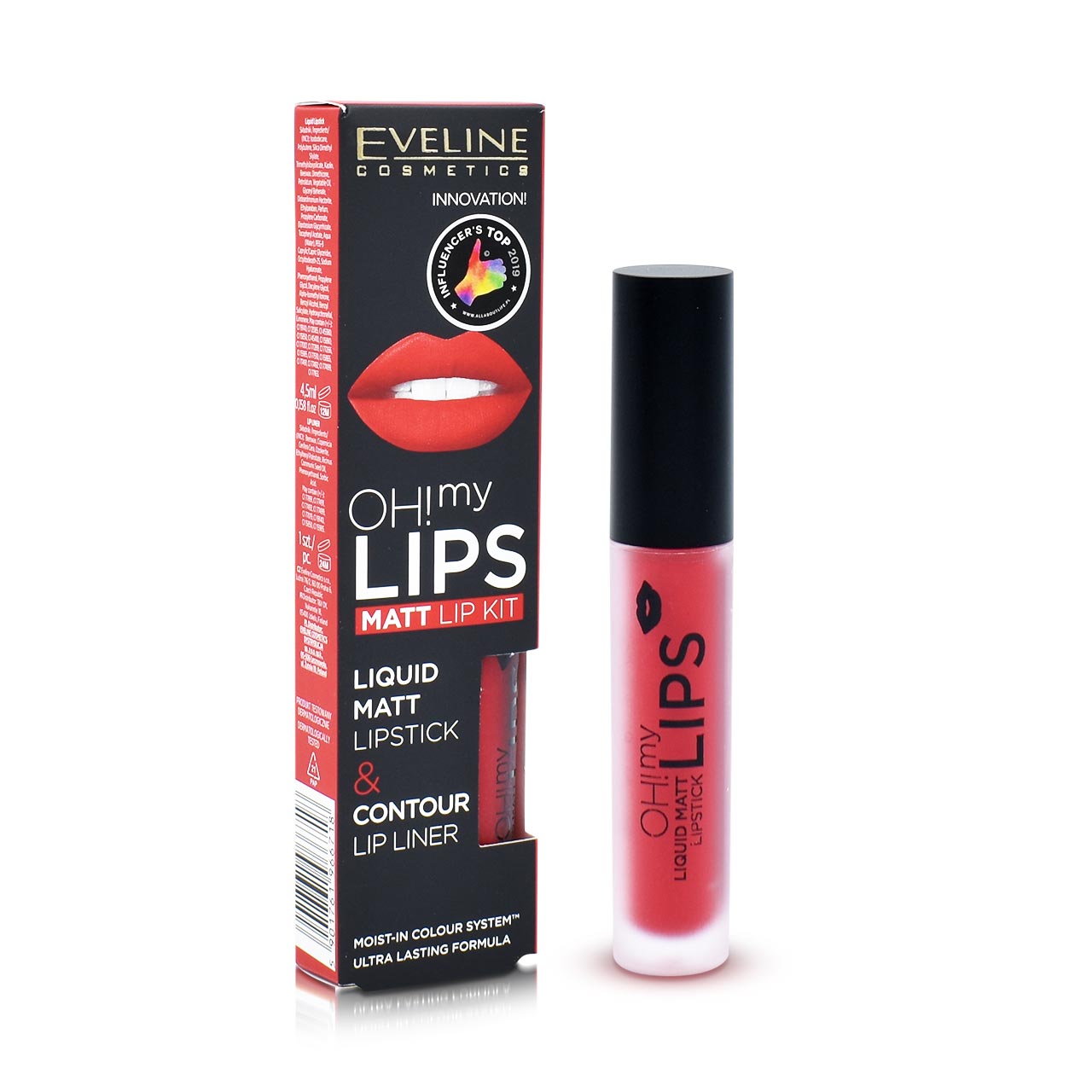 93-5901761966718-Eveline Cosmetics Oh My Lips Liquid Matt Lipstick _ Lip Liner Red Passion No.05
