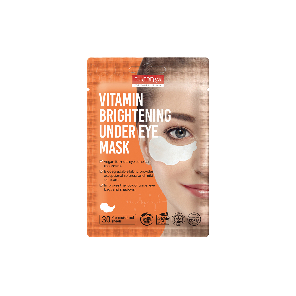 143-8809738321195-ADS-714-Purederm Vitamin Brightening Under Eye Mask (30 Pre-moistened sheets)