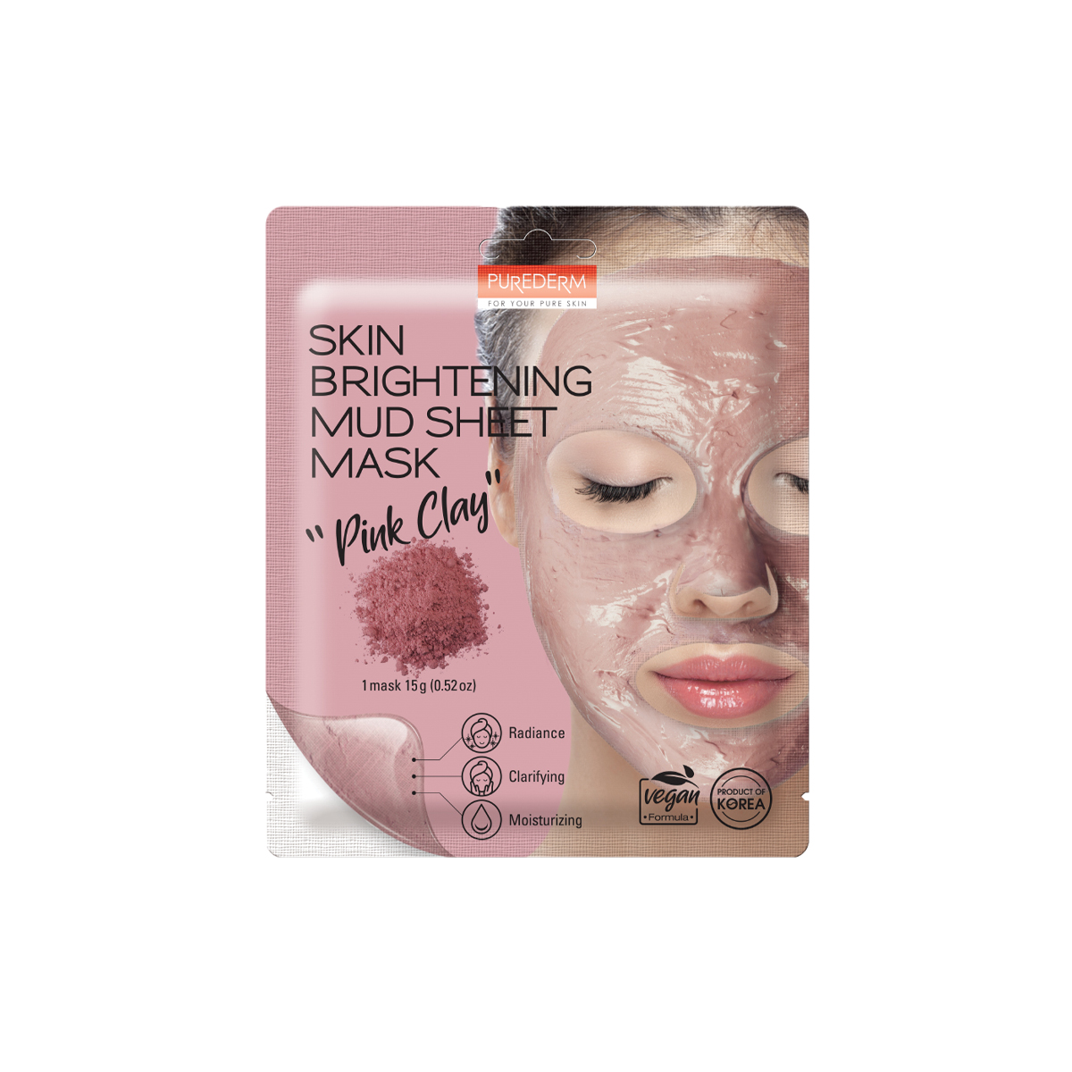 146-8809738320105-ADS-834-Purederm Skin Brightening pink clay Mud Sheet Mask