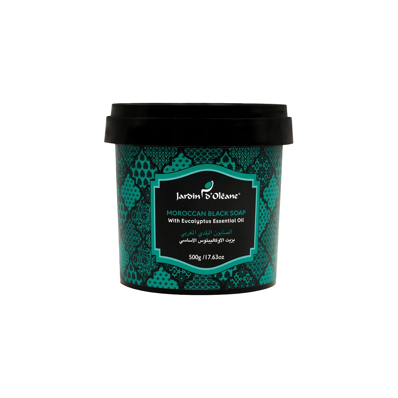 40-Jardin D’Oleane Moroccan Black Soap with Eucalyptus Essential Oil 500g