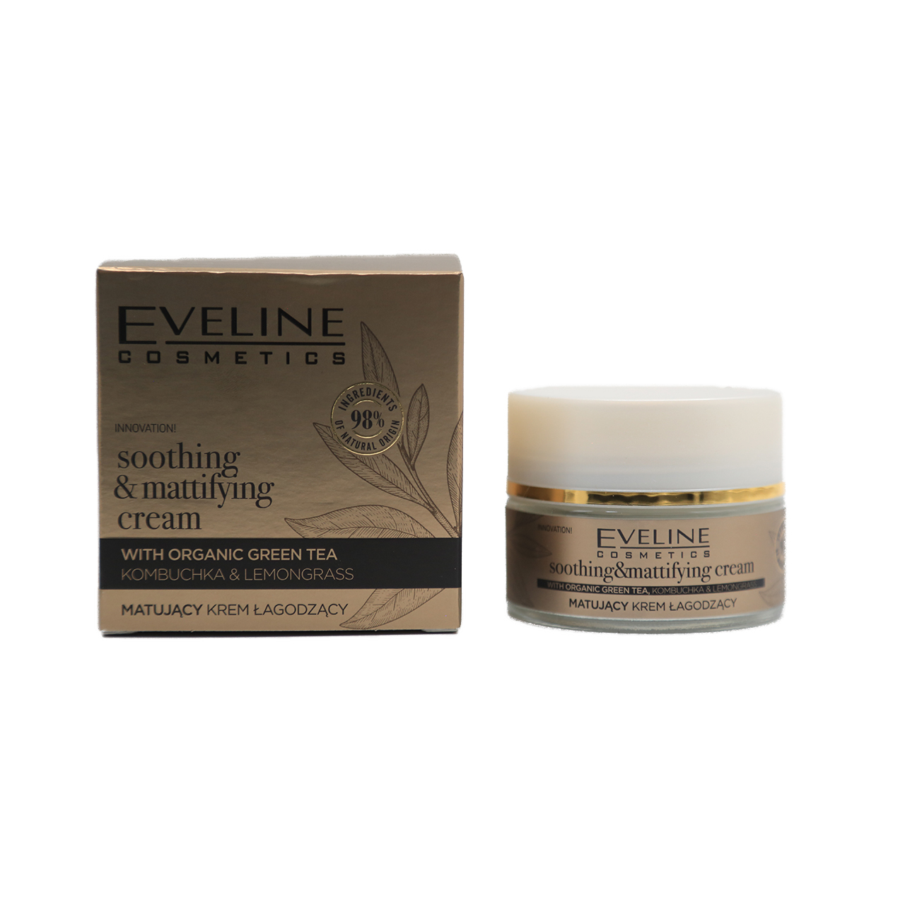 198-5903416030225-Eveline Cosmetic Soothinng and Mattifying Cream with Organic Green Tea, Kombuchka & Lemongrass 50ml