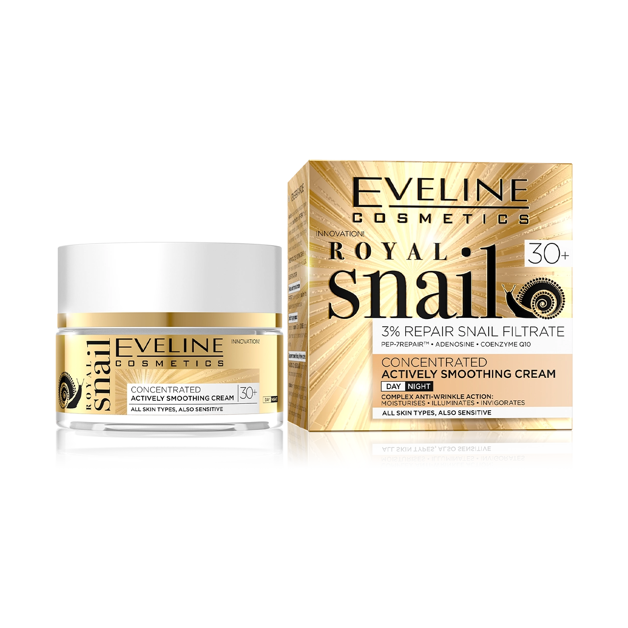 207-5901761980950- Eveline Cosmetics Royal Snail Concentrated Activly Smoothing Cream 30+ 50ml